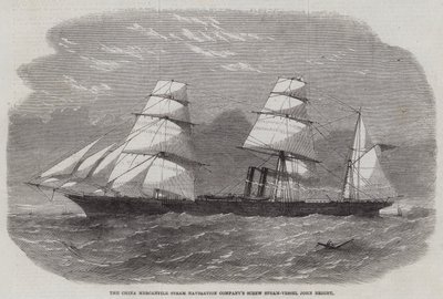 El barco de vapor de tornillo de la Compañía de Navegación Mercantil China, John Bright de Edwin Weedon